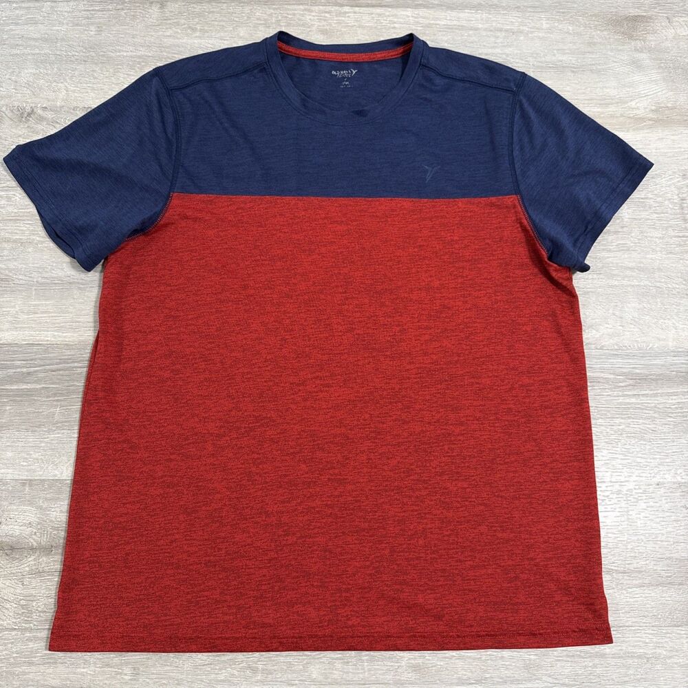 Old Navy Active Shirt Men’s XL Red Blue Colorblock Athletic Polyester